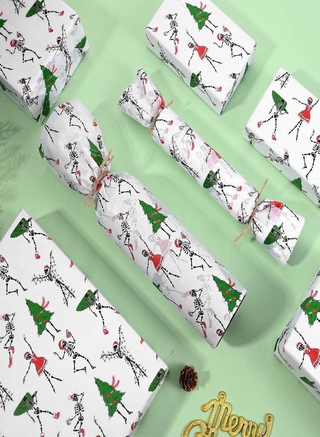 Bolsome 100Sheets Christmas Tissue Paper Funny Dancing Skeleton Xmas Tree Santa Hat Printed Tissue Paper for Gift Wrapping for Winter Holidays DIY Craft Supplies - Image 4